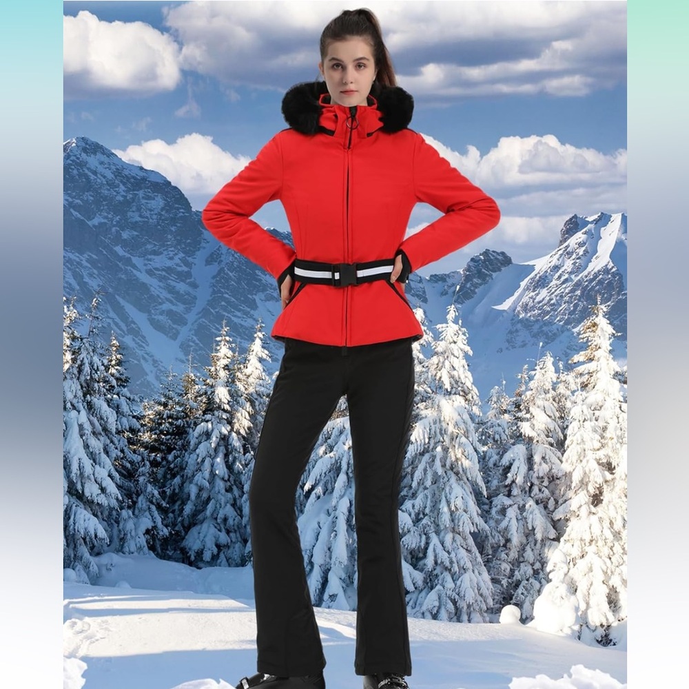 Gsou Snow Stretch Faux Fur hood trim Ski/Snow Jacket NWT - Picture 3 of 11